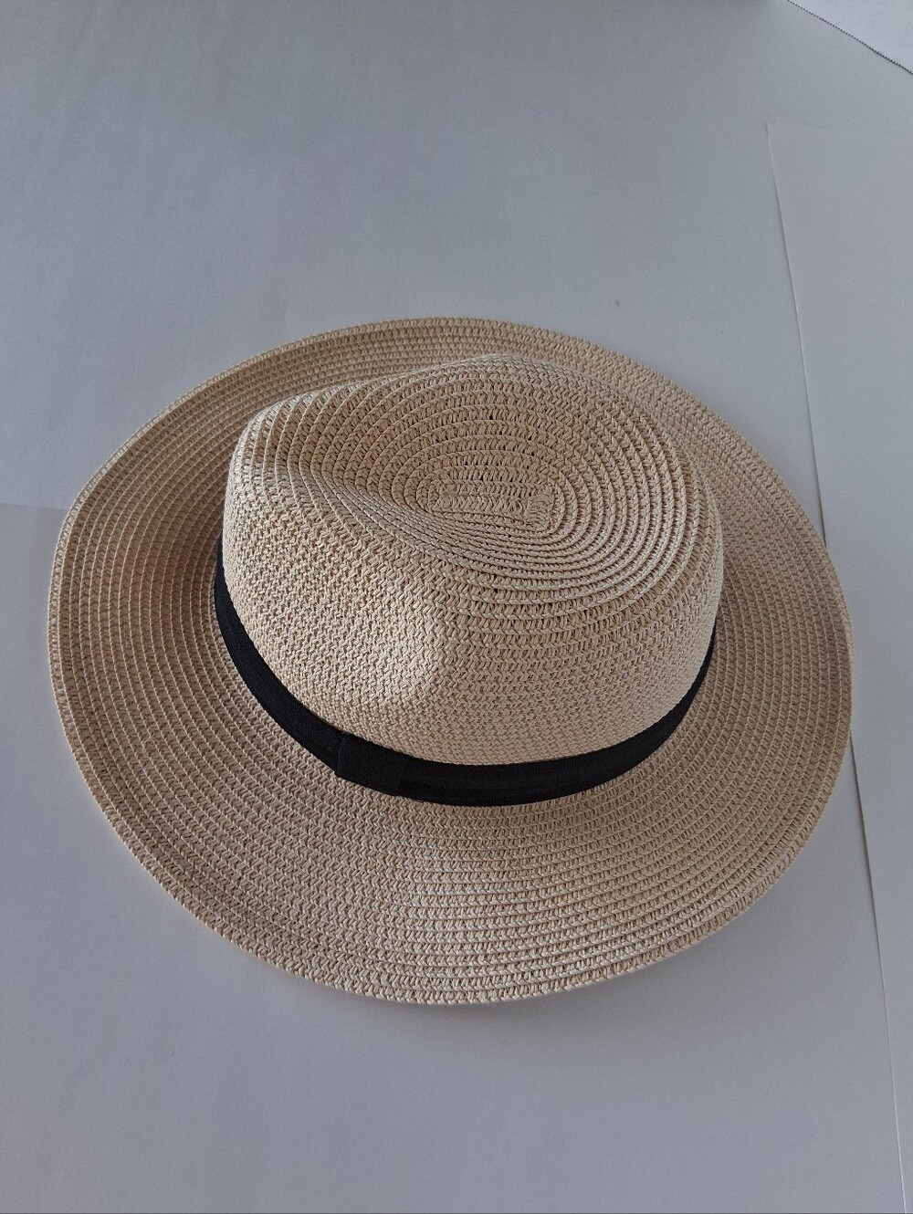 Womens Straw Panama Hat with Black Band